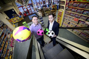 Pictured are Seamus Hogan, IT Network and Infrastructure Manager, Smyths Toys and Ross Palmer, MD, Fastcom in Smyths Toys, Headford Road, Galway. Pic. Michael Dillon