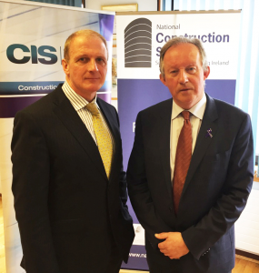 Tom Parlon (right), Director General of the Construction Industry Federation (CIF) and Tom Moloney, Managing Director of        Construction Information Services (CIS) at the announcement of the National Construction Summit 2016 to be held in the RDS on June 15th